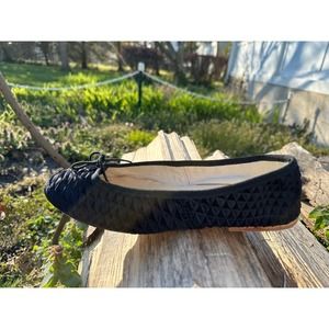 E. Porselli for J. Crew Geo Textured Black Velvet Ballet Flats EU 38 EUC